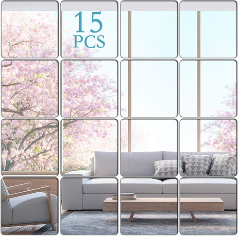 Removable Acrylic Mirror Setting Wall Sticker Decal DIY Modern Decoration for Home Living Room Bedroom Decor (15 PCS 15x15)...