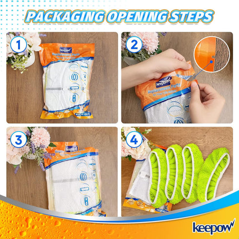 KEEPOW Reusable XL Mop Pads Compatible with Swiffer XL Sweeper, X-Large Dry Sweeping Cloths, Wet Mopping Cloths, Washable Microfiber XL Wet Pads R...