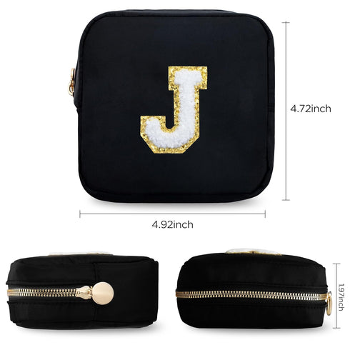 HBselect Graduation Gifts for Her Small Makeup Bag Personalized Initial Letter Mini Makeup Bags Nylon Chenille Letter Patch Cosmetic Bag Cute Wate...