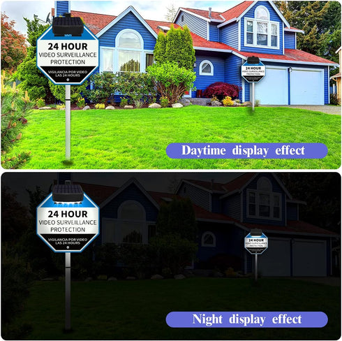 OOSSXX Solar Power Deck LED Light Clip-On Yard Security Sign Spotlight (Large Capacity Battery, Max14 Hours Working)...