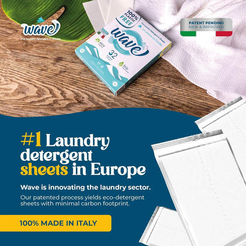 Wave Laundry Detergent Sheets - Scented (64 Loads) - Dissolves Faster & Higher Cleaning Power Over Competitors - Multi-Purpose Laundry Cleaner - 1...