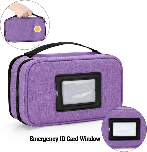 CURMIO Insulated Insulin Cooler Travel Case, Double Layer Diabetic Supplies Storage Bag with Detachable Pouches for Diabetic Medication and Ice Pa...