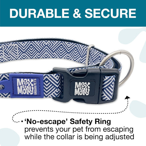 Max & Molly Classic 4 ft Blue Dog Leash - Strong, Padded, Waterproof - Stylish Patterns for Boy & Girl Dogs - Durable, Lightweight, Comfortable fo...