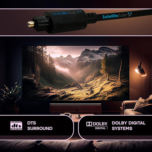 SatelliteSale Digital Toslink SPDIF Audio Optical Fiber Cable Universal Wire PVC Black Cord 50 feet...