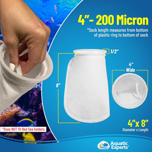 Aquatic Experts 4 inch Ring Filter Socks 200 Micron, Filter Socks for Saltwater Aquarium, Sump Filter Sock, Felt Aquarium Socks, Reef Filter Sock ...