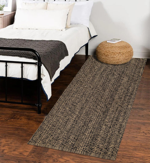 Boho Washable Runner Rug 2'x 5',Tan Black Reversible Bedroom Runner Rug Cotton Woven Entryway Rug Farmhouse Laundry Room Rug Floor Carpet for Livi...