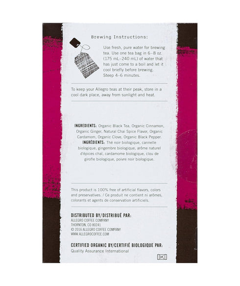 Allegro Tea, Organic Indian Chai Tea Bags, 20 ct...