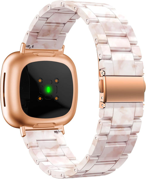 Compatible with Fitbit Versa 3/4, Sense Bands - Resin Watch Band - White - 21mm - Small to Medium - Fashion - Waterproof - Skin Friendly...