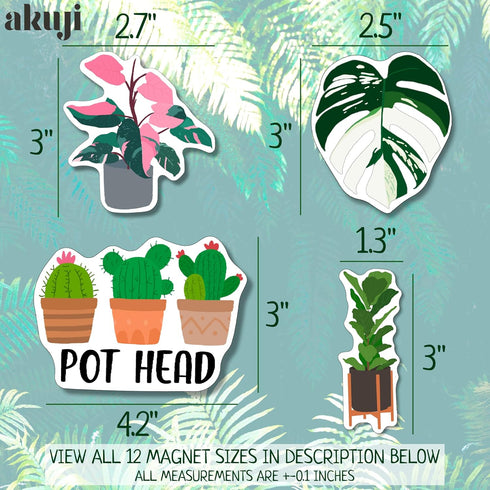 Plant Magnets for Fridge & Kitchen - Nature & Decor Potted Plants | Refrigerator Magnet Accessories & Gifts for Plant Lovers - Monstera & Cactus A...