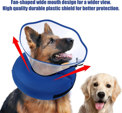 Inflatable Dog Cone Collar,Dog Cone Collar for Large Medium Small Dogs Adjustable Recovery Cone for Pets After Surgery Soft Dog Cone with Enhanced...