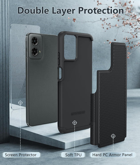 FNTCASE for Motorola Moto G-5G-2024 Case: Dual Layer Heavy Duty Cell Phone Protective Cover Shockproof Rugged with Non-Slip Textured - Military Dr...