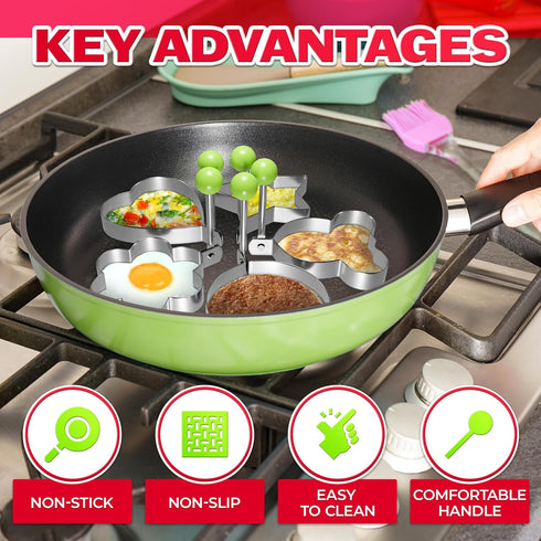 5Pcs Stainless Steel Ring Molds for Cooking Egg - Pancake Shapes Cooking Rings Egg Rings for Frying Eggs Round Egg Cooker Ring - Egg Ring Mold Coo...