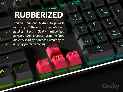 Rubberized Keycap Set | Double shot Translucent | ABS + TPR | OEM Profile for Mechanical Gaming Keyboard (Red, 23 Keys)...