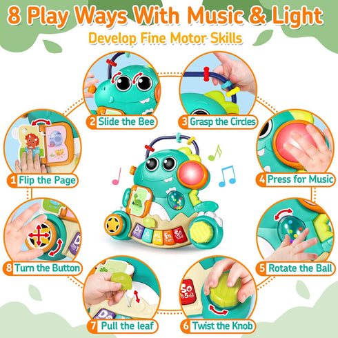 Baby Toys 6-12 Months, Baby Piano Infant Toys for 9-12 Months, Dinosaur Musical Light Up Baby Toys for 6 9 12 18 Months, Early Learning Educationa...