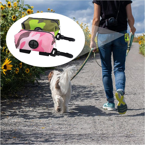 Andiker Dog Waste Bag Dispenser, Portable Dog Poo Bag Holder Leash Attachment with Zipper Pouches for Belt Leash (Green)...