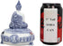 Ebros Gift Bhumisparsha Mudra Buddha Amitabha Meditating Terracotta Blue And White Round Jewelry Box Figurine 5.25"Diameter Buddhist Eastern Enlig...