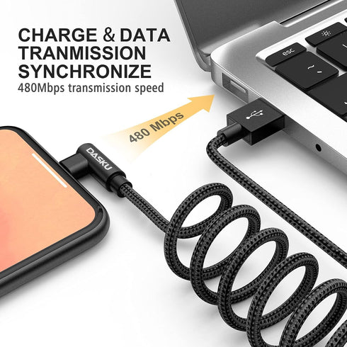 90 Degree iPhone Charging Cable 2Pack 10ft Right Angle Nylon Braided Lightning Charger Cord Compatible with iPhone 14 13 12 11 Pro Max XS XR X 8 7...