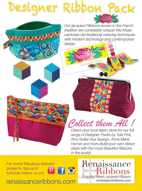 Renaissance Ribbons Inc Kaffe Fassett Spanish Rose Designer Ribbon Pack...