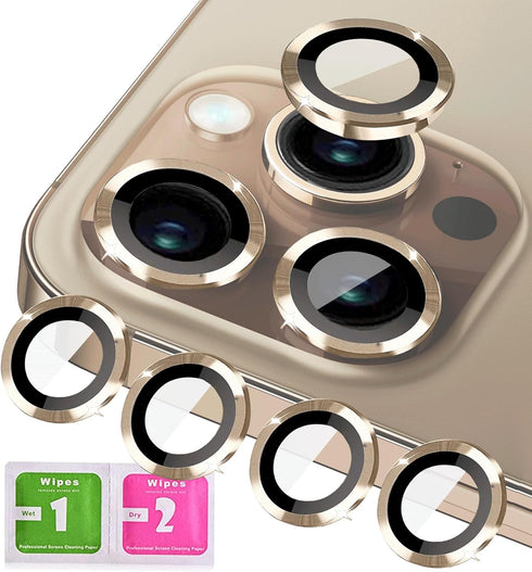 [2 Sets Compatible with iPhone 12 Pro, 12 Mini & iPhone 12 Camera Lens Protector, Tempered Glass Clear Camera Cover Screen Protector Metal Ring Ac...
