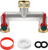 welltop Brass Garden Hose Splitter, 3/4" 2 Way Heavy Duty Faucet Diverter with 2 Extension Handles, Outdoor Water Spigot Splitter Faucet Bib Tap A...