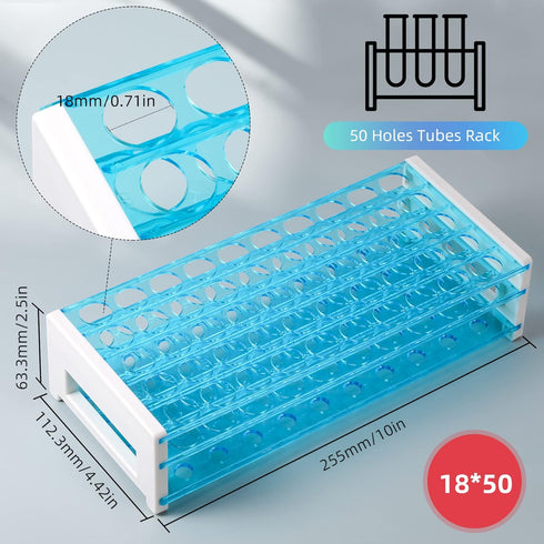 Annhua Test Tube Rack Plastic for 18 mm Tubes Holder Tray, Holds 50, Lab Tube Holder Rack Tube Stand for Sicence Laboratory, Classroom and Home Us...