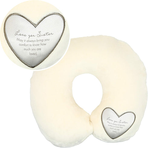 Pavilion Gift Company Love You Sister-Soft Memory Foam Travel Hospital Stay Neck Pillow, Cream...