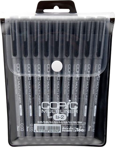 Copic Markers 9-Piece Multiliner Inking Pen Set B-2, Black (MLB2)...