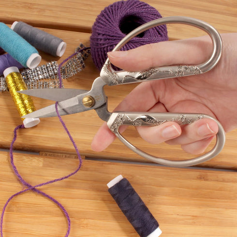 JubileeYarn Crane Motif Large Embroidery Craft Scissors - Brushed Nickel - 1 Pair...