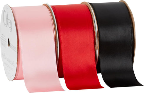 Berwick Offray Wide Double Face Satin Ribbon, Light Pink, 1 1/2 in x 12 ft (38 mm x 3.6 m)...