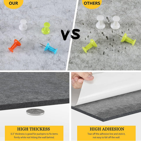 12" Large Bulletin Board with 30 Push Pins, Pack of 8 Hexagon Felt Pin Board Notice Boards for Home Office Kitchen, Felt Wall Tiles for Photos Mem...