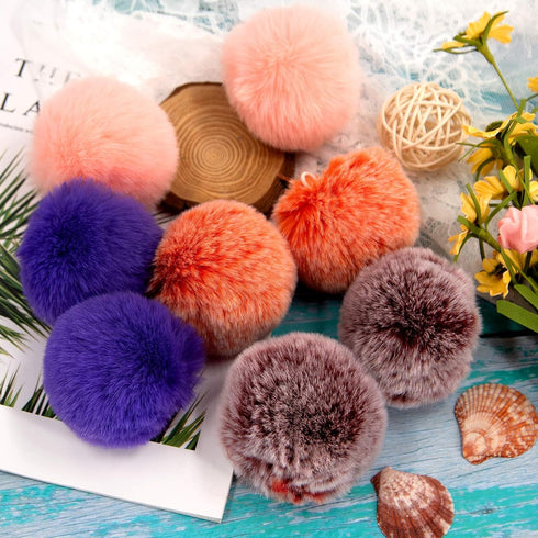 BQTQ 26 Pieces Faux Fur Pom Poms DIY Fluffy Faux Fur Pom Pom with Elastic Buckle for Bag Accessories Gloves Scarf Key Ring (13 Colours)...