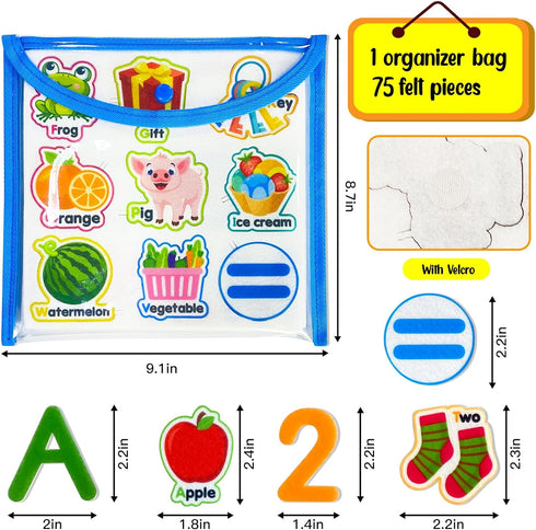 Felt Learning Letters,Learning Numbers,75 Felt Board Pieces for Felt Flannel Board,Alphabet ABC Learning for Toddlers for Kindergarten,Preschool,T...