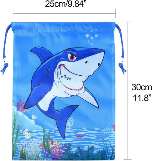 Fepito 12 Pack Shark Drawstring Bags - Shark Party Favors & Goodie Bags for Shower Party...
