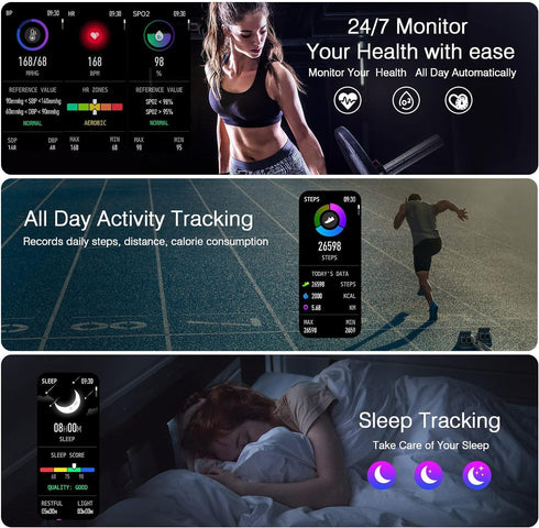 Smart Watch Full Touch Smart Watches for Android iOS Phones Compatible (Answer/Make Call) Smart Fitness Tracker Watch for Women Man Waterproof Sma...