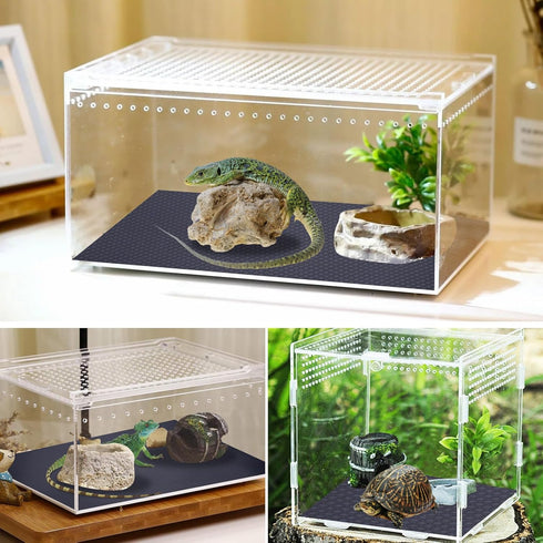 17.7 x 80 Inch Bearded Dragon Tank Carpet, Reptile Terrarium Liner Substrate for Leopard Gecko, Snake, Lizard and Tortoise, Non-Adhesive Reptile M...