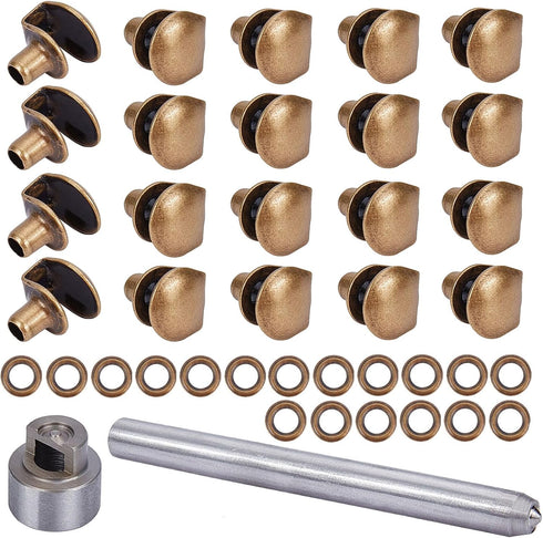 PH PandaHall 20 sets Boot Hooks Brass Shoes Eyelets Buckles Boot Lace Hooks Press Stud Tools with Rivets Shoe Repair Kit for Climb Hiking Shoes Wo...