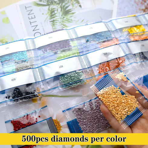 15000 Pieces 30 Color Diamond Art Painting Beads,Flat Bottom Round Resin Rhinestones for Diamond Art Painting Accessories, Round Drills for 5D Dia...