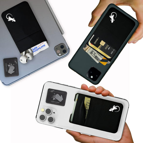 Double Pocket Gecko Phone Wallet - Smartphone Adhesive Card Holder - Cell Phone Pouch - Mobile Stick on Spandex Pocket by Gecko - Carry Credit Car...