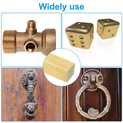 PATIKIL 3/8 x 3/8 x 8" H59 Brass Square Bar, Solid Flat Mill Stock for Crafting Maintenance Electrical Architectural Decoration, Brass...