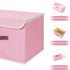 ANMINY Storage Bin with Lid Storage Boxes with PU Leather Handles PP Plastic Board Decorative Foldable Lidded Cotton Linen Fabric Home Cubes Baske...