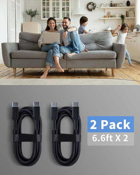 USB C to USB C Cable(2Pack, 6ft, 60W/3A) for iPhone 15 Charger Cable Fast Charging for iPhone 15 Pro Max Plus,iPad Mini 6/ Pro 2021,iPad Air 4,Mac...