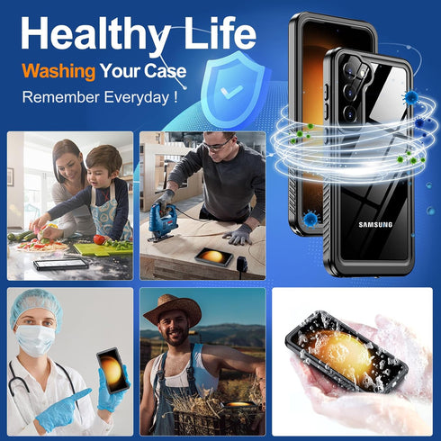 Hualele for Samsung Galaxy S23 Case Waterproof, Built in Lens & Screen Protector Rugged Full Body Protective Military Grade Drop Protection IP68 U...