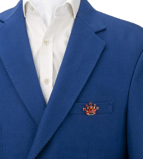 Knighthood Golden Crown with Red Stone Detailing Lapel Pin Brooch Shirt Stud for Men Crystal Brooch Suit Stud Lapel Pin Vintage Rhinestone Wedding...