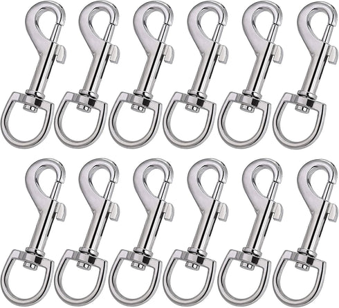 Swivel Snap Hooks, Hanlongyu 12 Pcs Metal Heavy Duty Dog Leash Clasp Stainless Steel, Multipurpose Keychain Clip Spring Pet Buckle for Linking Dog...
