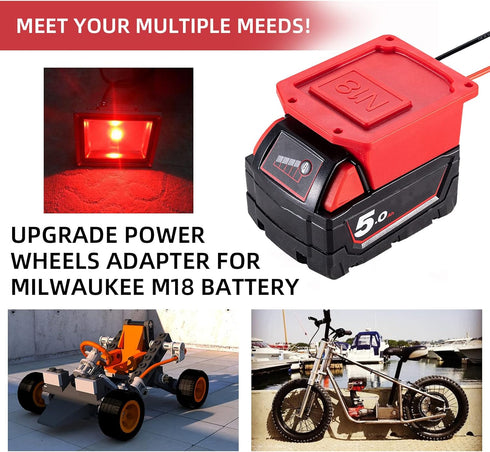 Power Wheel Adapter for Milwaukee 18V Lithium Battery Adapter with Fuse & Wire Terminal,14 Gauge Wire Power Convertor for DIY RC Trucks, RC Toys, ...