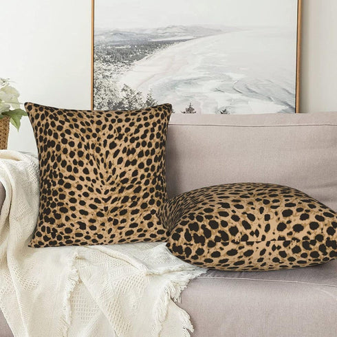 Leopard Skin Wild Animal Print Throw Pillow Cover Set of 2 Decorative Square Pillowcase Throw Cushion Case for Bedroom, Living Room, Sofa, Couch a...