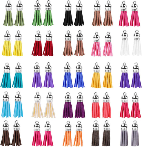 Keychain Tassles, Cridoz 300pcs Bulk Keychains Ring Set Includes 50pcs Tassels for Crafts, 50pcs Keychain Clips, 50pcs Key Chain Rings, 100pcs Jum...