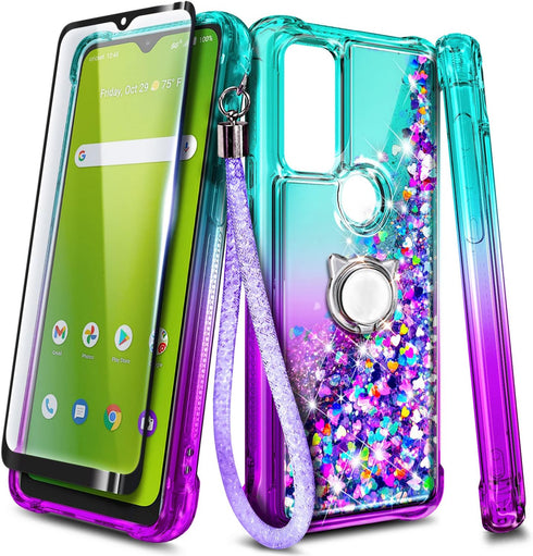 NZND Case for AT&T Radiant Max 5G, Cricket Dream 5G/AT&T Fusion 5G/Innovate 5G with Tempered Glass Screen Protector, Ring Holder/Wrist Strap, Spar...