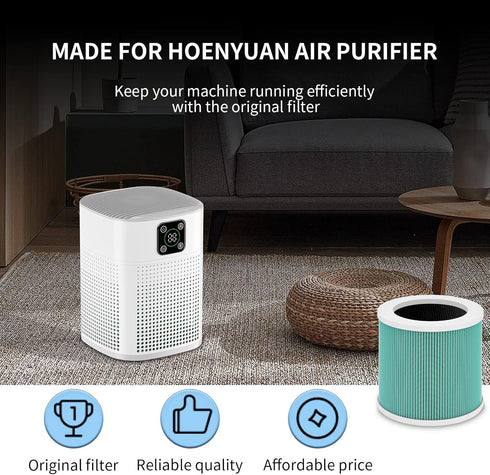 Air Purifier Filter, Genuine Filter, 3-in-1 True HEPA Filter, Air Purifier Replacement Filter for Pet Bedroom Smell...