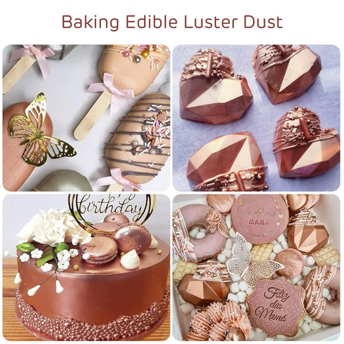 Rose Gold Edible Luster Dust 10 Grams, Food Grade Cake Luster Dust Tasteless Dessert Dusting Powders for Baking Cherrysea Food Coloring Powder for...